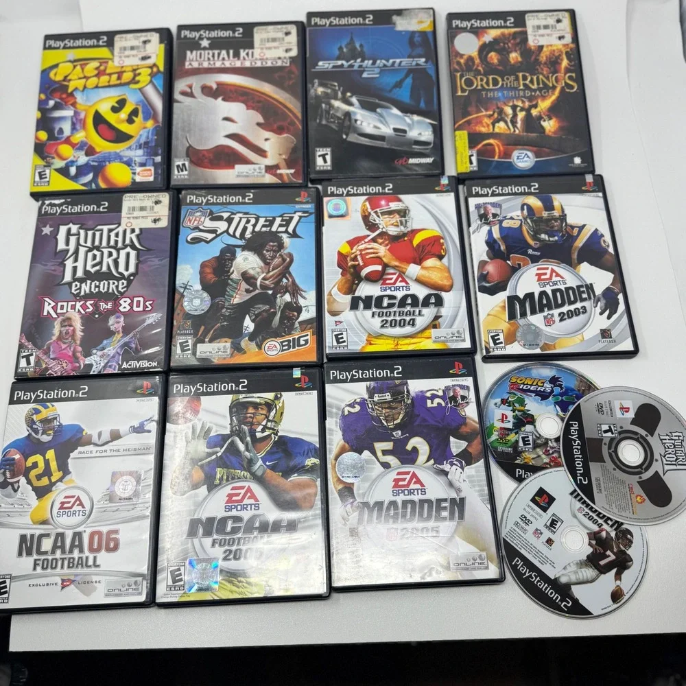Sony PlayStation 2 PS2 Game Lot of 15 NCAA NFL Street Mortal‎ Kombat Pac-Man
